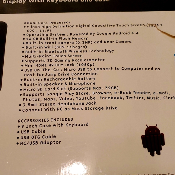 9" Touch Screen Bluetooth Tablet with Keyboard & Case & Original Box/Docs - Picture 2 of 13